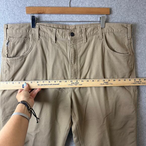 Carhartt Pants Fire Resistant Mens Sz 44 Tan Frayed Work Construction Streetwear - Picture 7 of 14